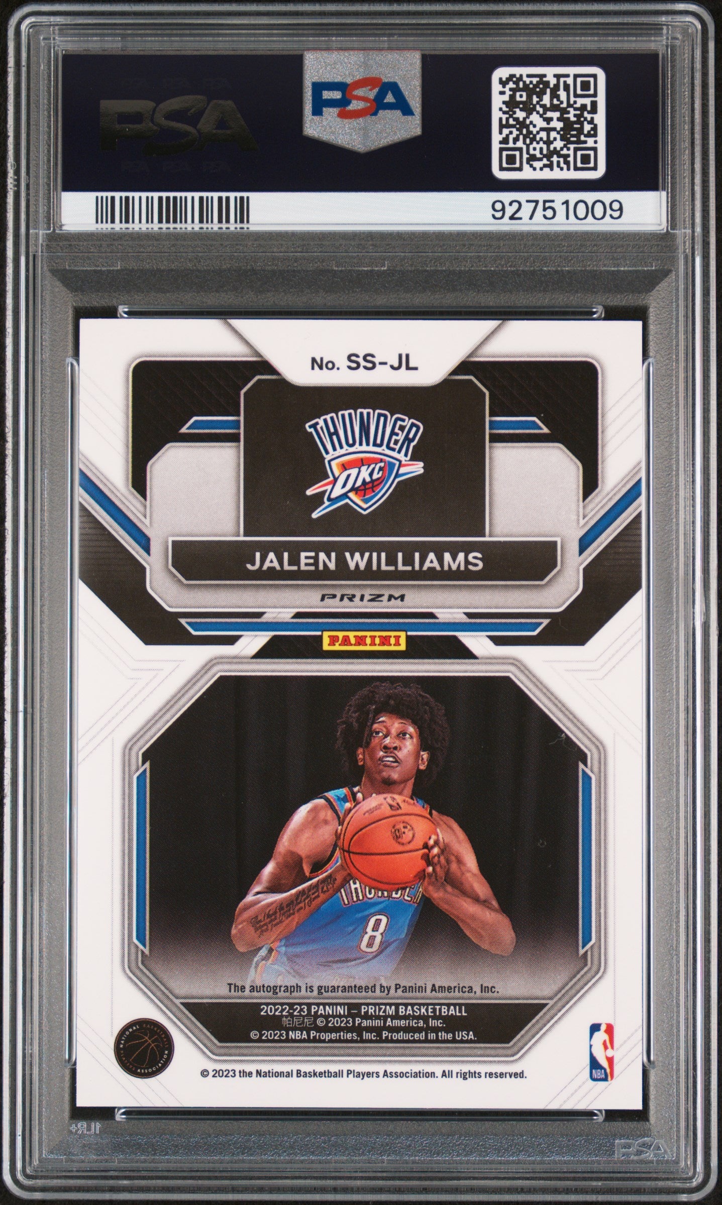 2022 Prizm Jalen Williams Sensation Signatures - Silver Prizm PSA 10