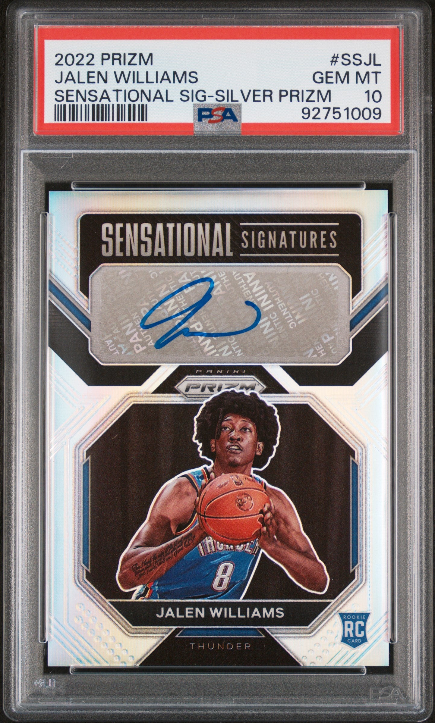 2022 Prizm Jalen Williams Sensation Signatures - Silver Prizm PSA 10