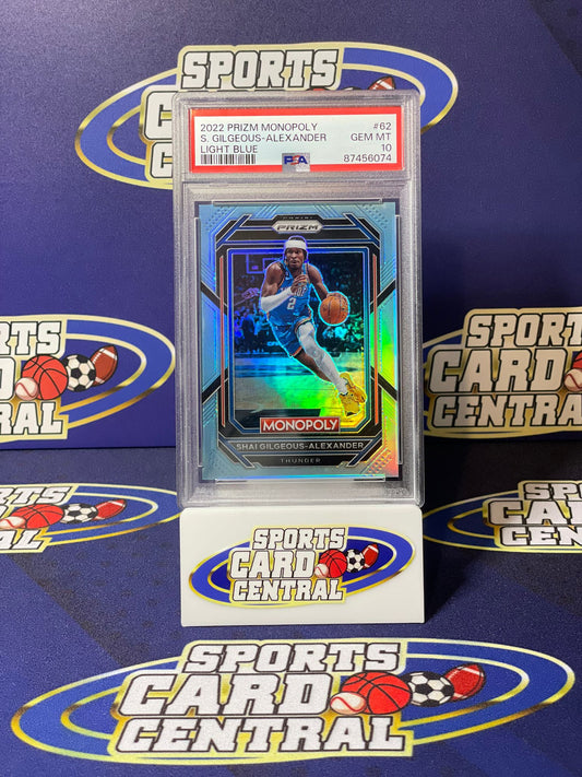 2022 Panini Prizm Monopoly Shai Gilgeous - Alexander Light Blue PSA 10