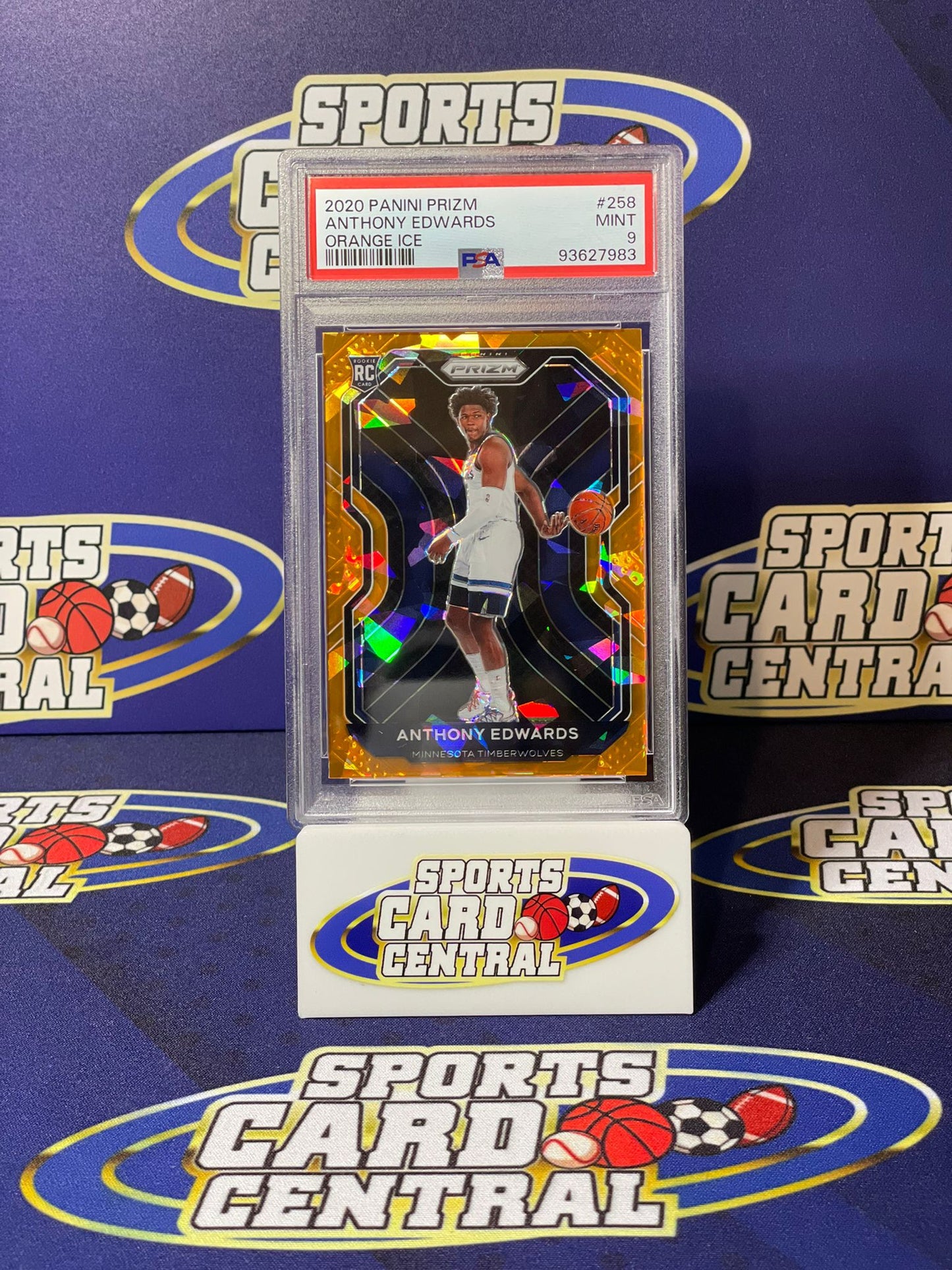 2020 Panini Prizm Anthony Edwards Orange Ice PSA 9