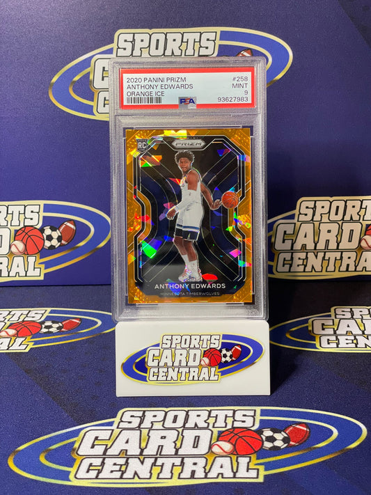 2020 Panini Prizm Anthony Edwards Orange Ice PSA 9